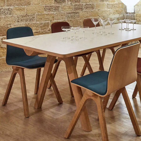 Dasras Chevron Extendable dining table ceramic wood oak or walnut - 10 finishes 8 sizes