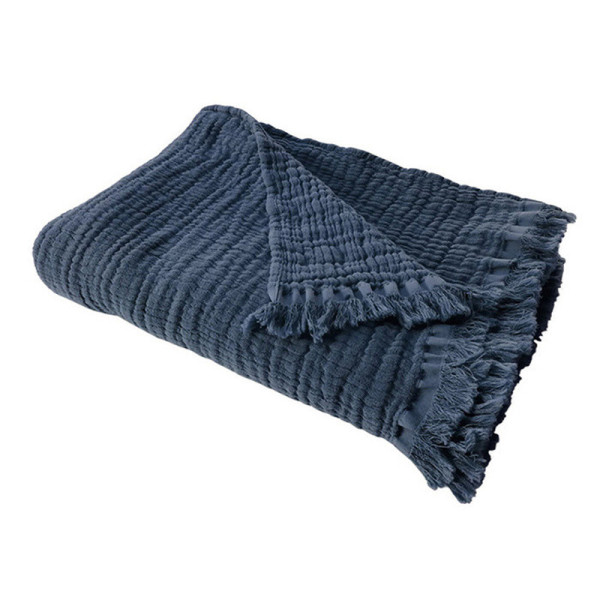 Pôdevache Gestial cotton gauze blanket 130x170cm Gagoyo blue
