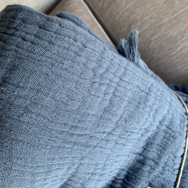 Pôdevache Gestial cotton gauze blanket 130x170cm Gagoyo blue