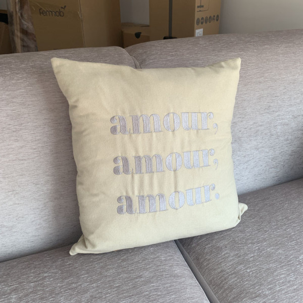 Pôdevache Amour Embroidered cushion square 45x45cm