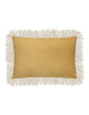 Pôdevache Labua cushion, rectangular velvet, 40x60cm, mustard yellow, fringes