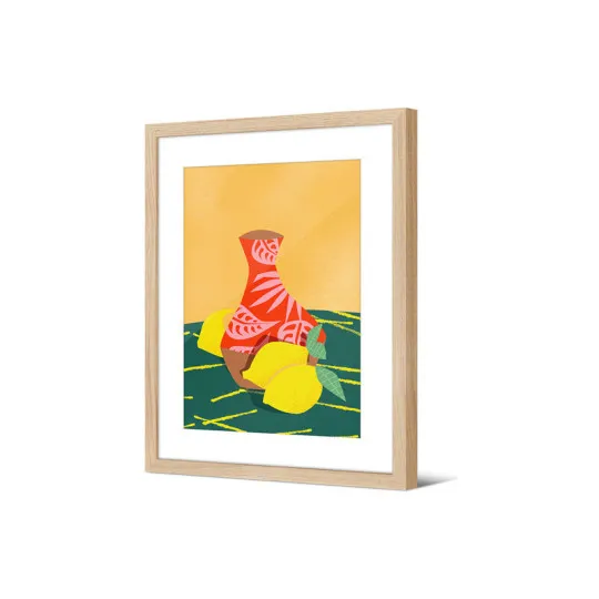 Pôdevache Bilali framed picture 30x40cm vase and lemon