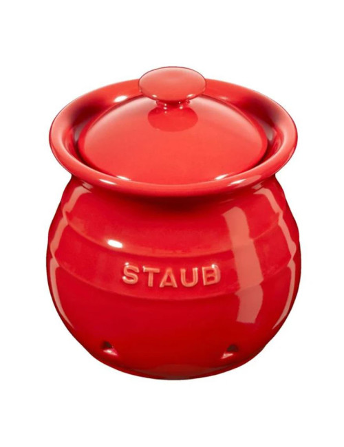 Pot à ail Staub en céramique rouge cerise