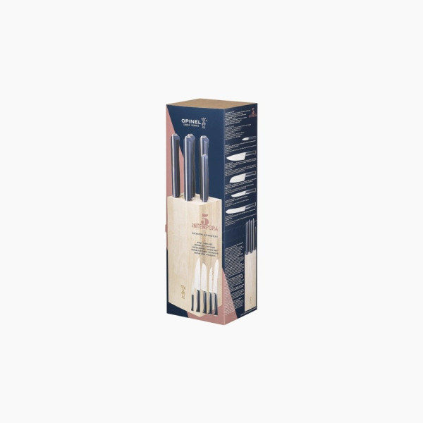 OPINEL block with 5 Intempora kitchen knives