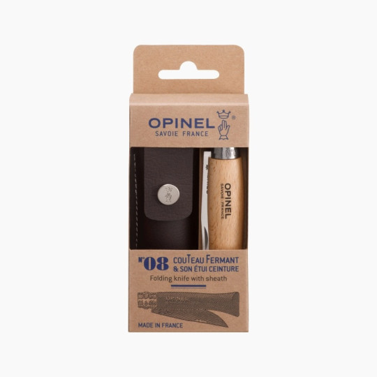 OPINEL Knife No. 8 Tradition natural beech stainless steel box with Alpine case