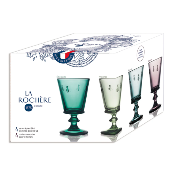 La Rochère Abeille 4 wine glasses set of 4 assorted colors