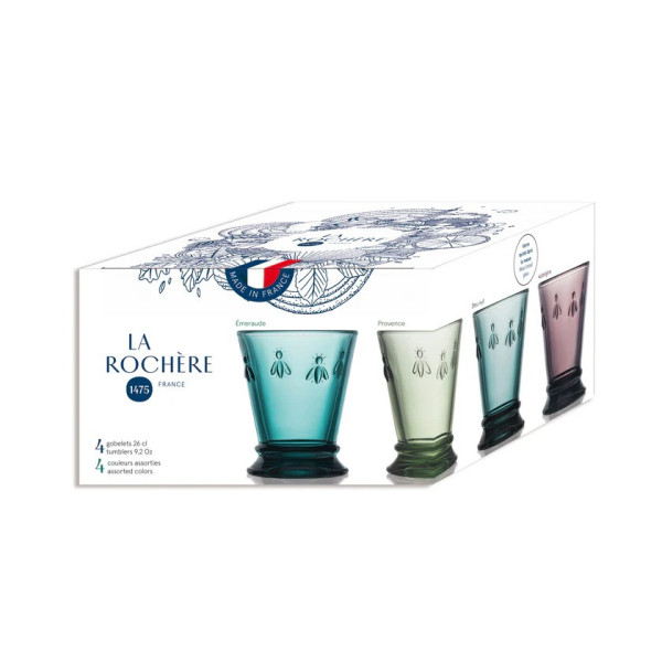 La Rochère Abeille 4 water glasses set of 4 assorted colors