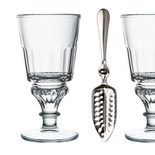La Rochère Set of 2 absinthe glasses with tasting spoon
