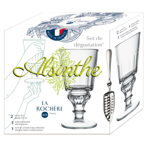 La Rochère Set of 2 absinthe glasses with tasting spoon