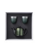 DEGRENNE Salam set of 4-cup teapot and 2 emerald green mugs