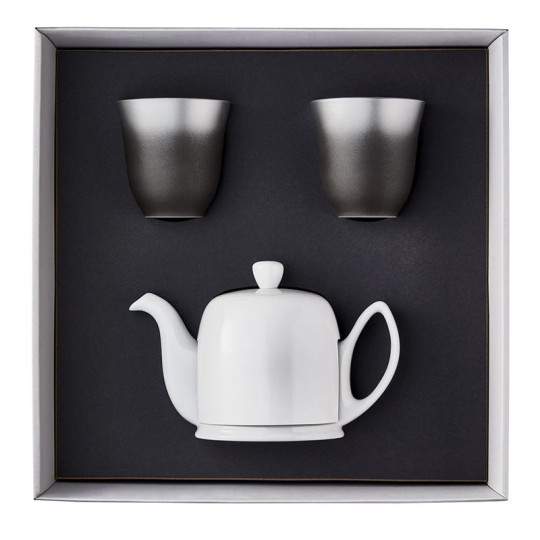 DEGRENNE Salam set white teapot 4 cups and 2 mugs Illusions white tea from China
