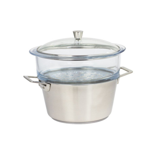 CRISTEL 1826 stainless steel and glass steam set - 2 sizes