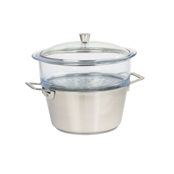 CRISTEL 1826 stainless steel and glass steam set - 2 sizes