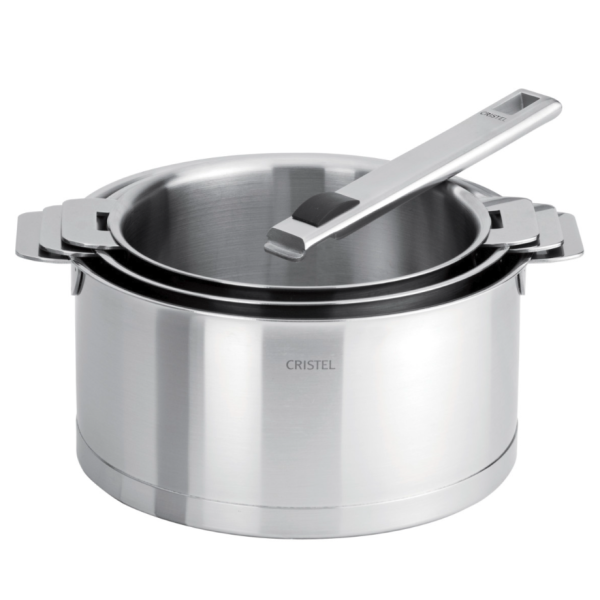 CRISTEL Strate 3-Piece Saucepan Set + 1 Strate Stainless Steel Handle