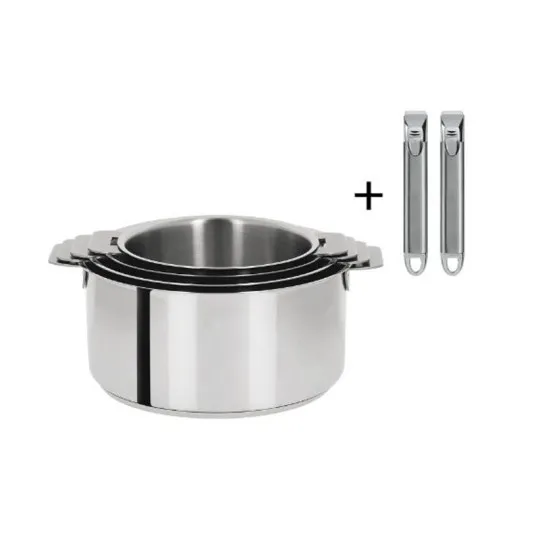 CRISTEL Mutine 4-Piece Saucepan Set + 2 Removable Handles Zenith