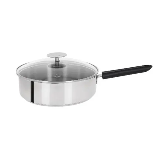 CRISTEL Mutine Fixed Stainless Steel Sauté Pan with Lid - 2 Sizes