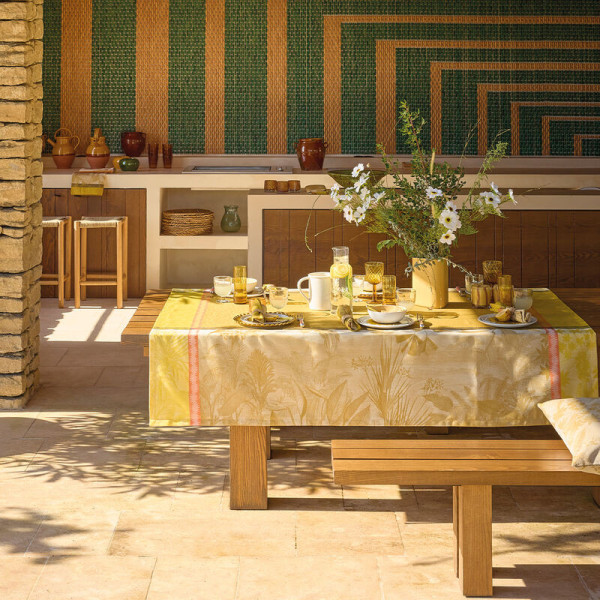LE JACQUARD FRANCAIS Sinharâja Coated Tablecloth - 3 Colors 6 Sizes