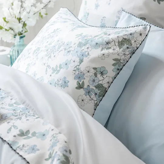LE JACQUARD FRANCAIS 2 Manuka Ciel cotton pillowcases - 2 sizes