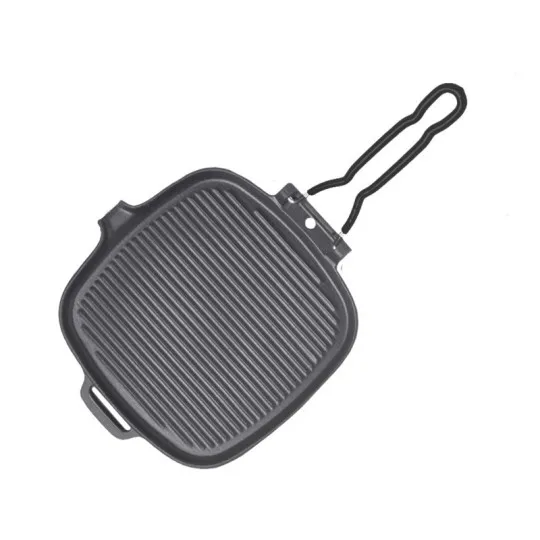 CHASSEUR Cast Iron Grill with Folding Handle, Matte Black - 2 Sizes