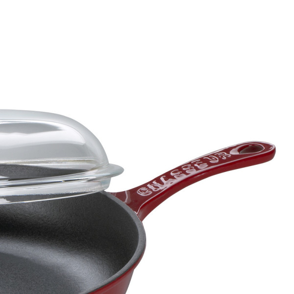 CHASSEUR Round Cast Iron Frying Pan 28cm with Cast Iron Handle and Lid - 2 Colors