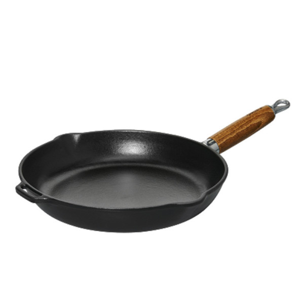 CHASSEUR Round Cast Iron Frying Pan 28cm with Wooden Handle - 2 Colors