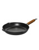 CHASSEUR Round Cast Iron Frying Pan 28cm with Wooden Handle - 2 Colors