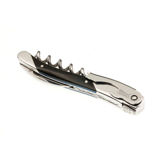 Chateau Laguiole Sommelier Knife, Edge Collection, Black Horn and Blue Spacer
