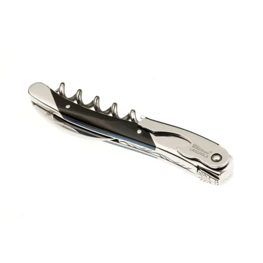 Chateau Laguiole Sommelier Knife, Edge Collection, Black Horn and Blue Spacer