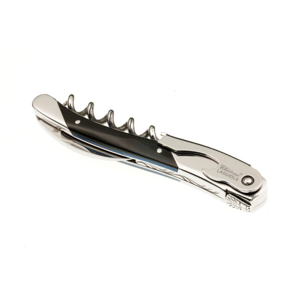 Chateau Laguiole Sommelier Knife, Edge Collection, Black Horn and Blue Spacer