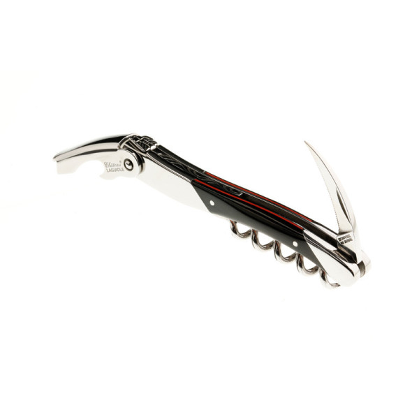 Chateau Laguiole Sommelier Knife, Edge Collection, Black Horn and Red Spacer