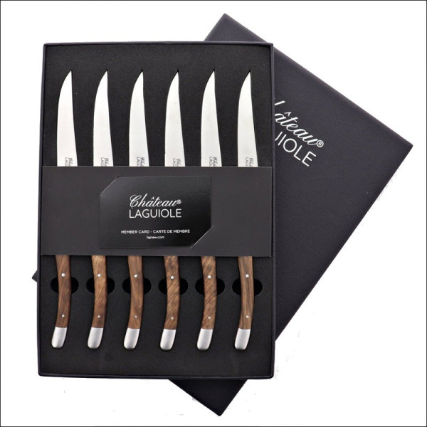 CHATEAU LAGUIOLE Set of 6 Table Knives Signature Collection Walnut Wood