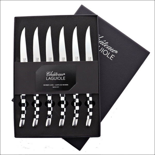 CHATEAU LAGUIOLE Set of 6 Table Knives, Signature Collection, Pavé Mosaïque
