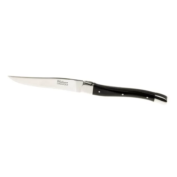 CHATEAU LAGUIOLE Set of 6 Table Knives, Signature Collection, Black Horn