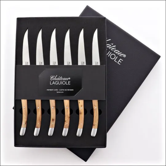 CHATEAU LAGUIOLE Set of 6 Signature Collection Table Knives, Cade Wood