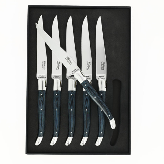 CHATEAU LAGUIOLE Set of 6 Table Knives, Heritage Collection, Stamina Blue