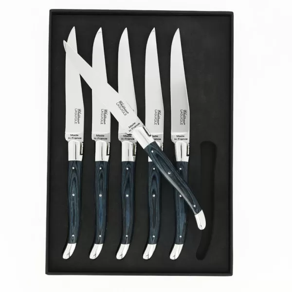 CHATEAU LAGUIOLE Set of 6 Table Knives, Heritage Collection, Stamina Blue