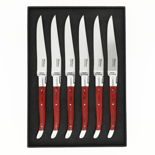 CHATEAU LAGUIOLE Set of 6 Table Knives, Heritage Collection, Stamina Red