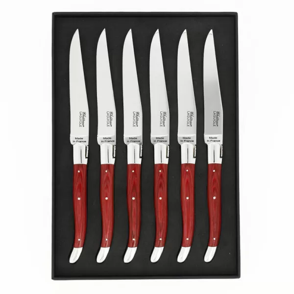 CHATEAU LAGUIOLE Set of 6 Table Knives, Heritage Collection, Stamina Red