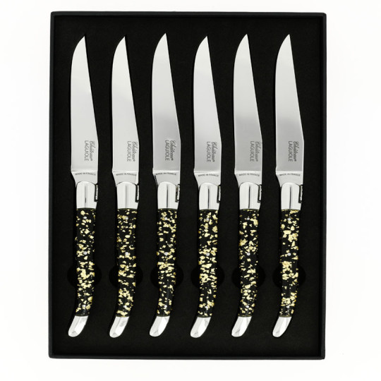CHATEAU LAGUIOLE Set of 6 table knives, Heritage Collection, Aurum black resin