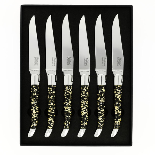 CHATEAU LAGUIOLE Set of 6 table knives, Heritage Collection, Aurum black resin