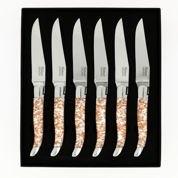 CHATEAU LAGUIOLE Set of 6 Table Knives, Heritage Collection, Cuprum White Resin