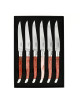 CHATEAU LAGUIOLE Set of 6 Table Knives, Heritage Collection, Red-Stained Bone