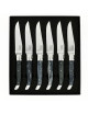 CHATEAU LAGUIOLE Set of 6 Table Knives, Heritage Collection, Black-Stained Bone