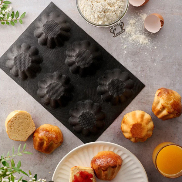 FLEXIPAN Silicone 6-Briochette Cake Mold, 29.5x19.5cm