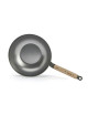 DE BUYER Mineral B Wood Domed Wok in Steel - 2 Sizes