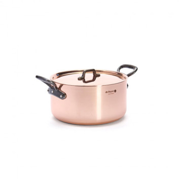 DE BUYER Inocuivre Copper-Stainless Steel Dutch Oven with Lid and Cast Iron Handle - 4 Sizes