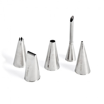 DE BUYER Set of 5 stainless steel pastry nozzles