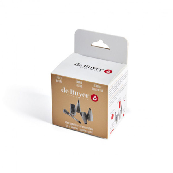 DE BUYER Set of 5 stainless steel pastry nozzles