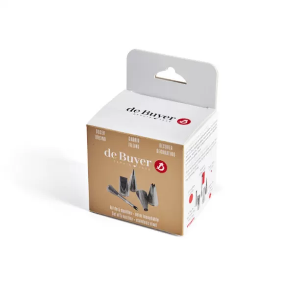 DE BUYER Set of 5 stainless steel pastry nozzles