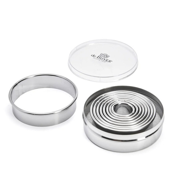 DE BUYER Box of 9 round, plain stainless steel cutters